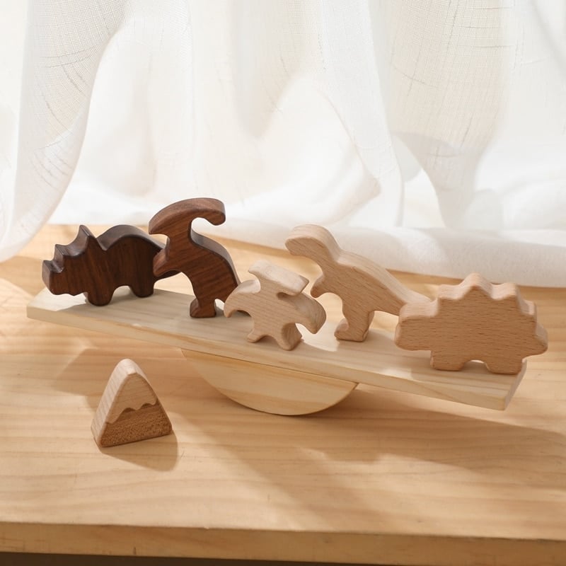 Wooden Animal and Dinosaur Balancing Game