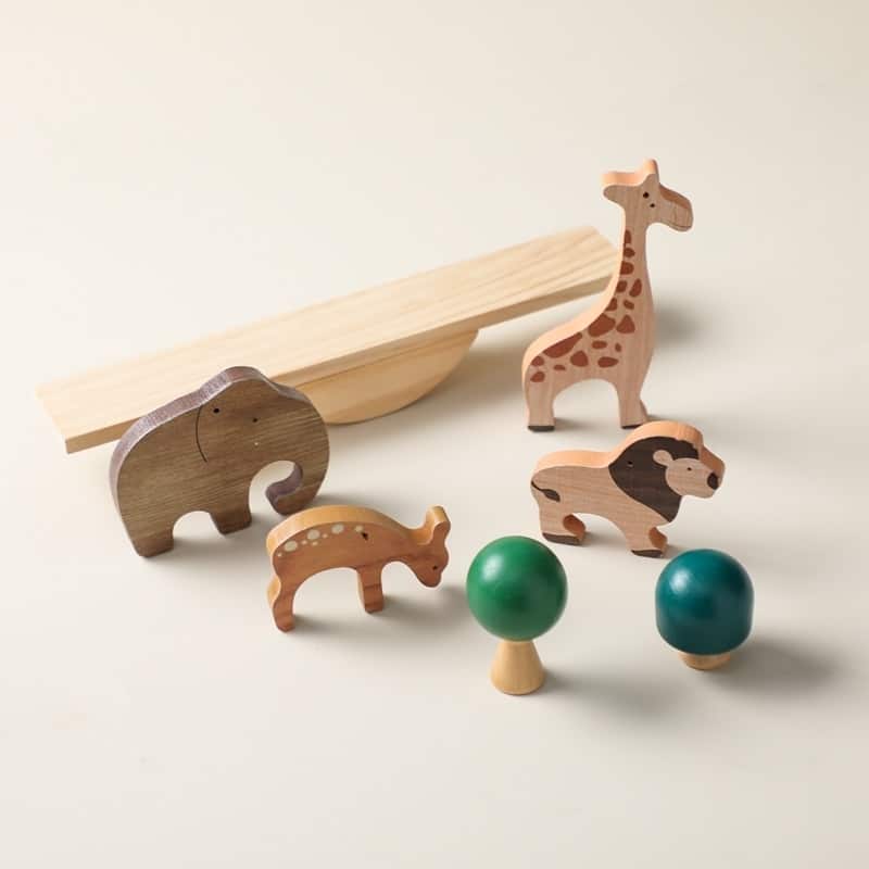 Wooden Animal and Dinosaur Balancing Game