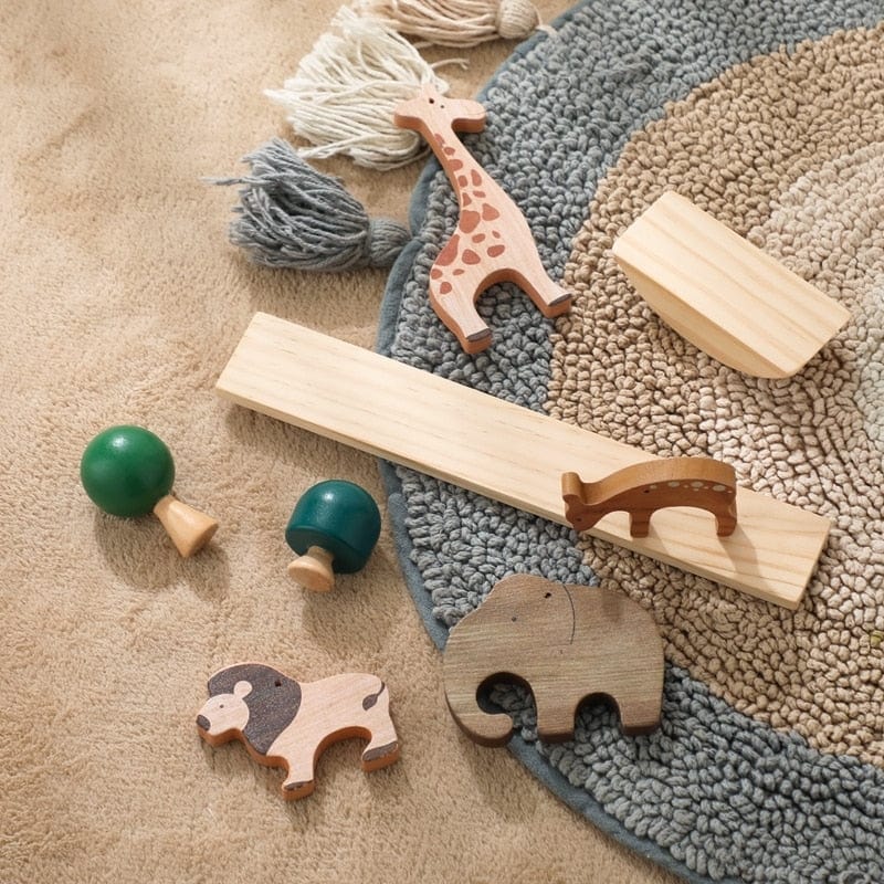 Wooden Animal and Dinosaur Balancing Game