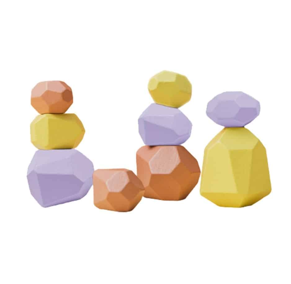 Wooden Building Blocks in the Shape of Colored Stones