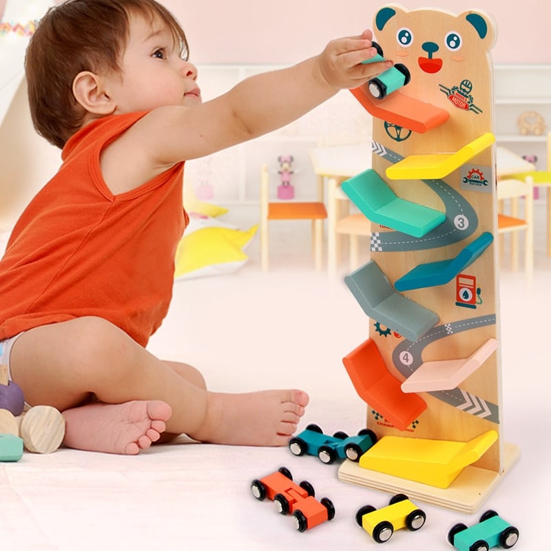 Wooden Car Ramp - Racing Track for Toddlers