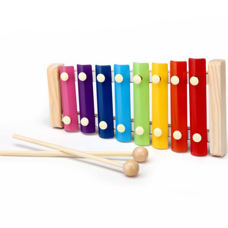 Wooden xylophone with colorful keys