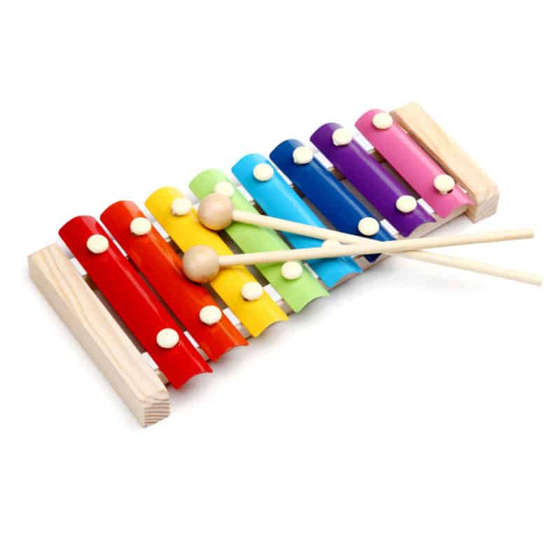 Wooden xylophone with colorful keys